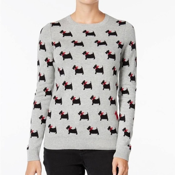 Charter Club Scottie Dog All-Over Print Sweater – Size Large - Picture 2 of 8